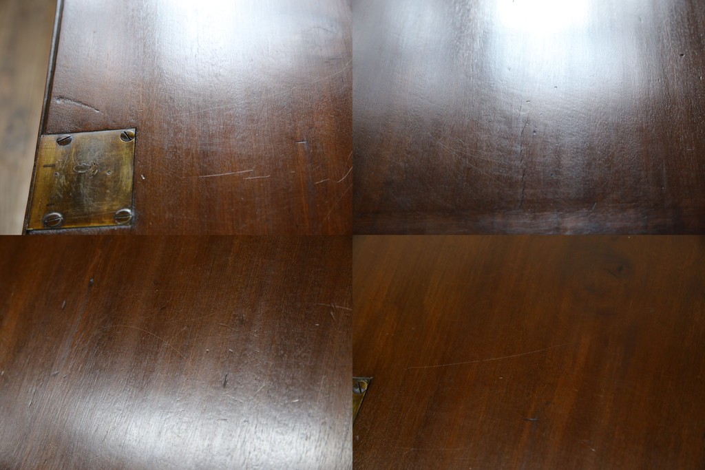 イギリスアンティーク　マホガニー材　凝ったつくりの取っ手がクラシカルな雰囲気を高めるライティングビューロー　(R-063350)