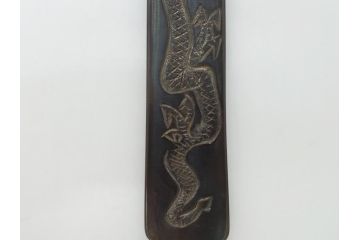 藤原良明(加藤真平)作　切り出し　龍の図　武蔵國水心子　昭和丙寅年八月日　全長275mm　小刀(短刀、ナイフ、刃物)(R-063365)