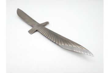 藤原良明(加藤真平)作　切り出し　珍しい　鳥　武蔵國水心子　平成元年正月　全長340mm　小刀(鷹?、鷲?、短刀、ナイフ、刃物)(R-063367)