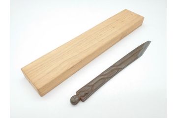 藤原良明(加藤真平)作　切り出し　武蔵國水心子　昭和癸亥年五月日　全長240mm　小刀(共箱付き、木目切り出し、短刀、ナイフ、刃物)(R-063370)