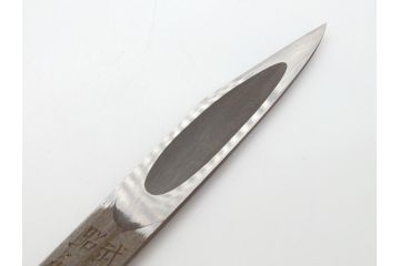 藤原良明(加藤真平)作　切り出し　武蔵國水心子　昭和癸亥年五月日　全長240mm　小刀(共箱付き、木目切り出し、短刀、ナイフ、刃物)(R-063370)