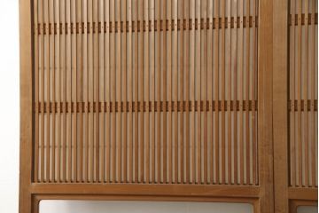 アンティーク建具　落ち着いた雰囲気が漂う裏障子付き格子戸4枚セット(ガラス帯戸、引き戸)(R-063378)