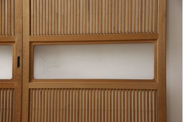 アンティーク建具　落ち着いた雰囲気が漂う裏障子付き格子戸4枚セット(ガラス帯戸、引き戸)(R-063378)