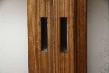 アンティーク建具　落ち着いた雰囲気が漂う裏障子付き格子戸4枚セット(ガラス帯戸、引き戸)(R-063378)
