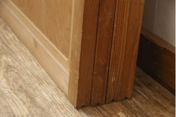 アンティーク建具　落ち着いた雰囲気が漂う裏障子付き格子戸4枚セット(ガラス帯戸、引き戸)(R-063378)