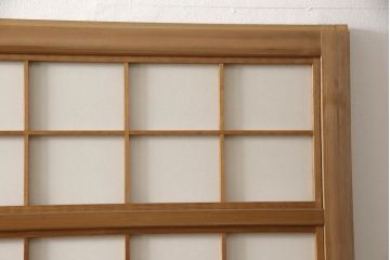 アンティーク建具　落ち着いた雰囲気が漂う裏障子付き格子戸4枚セット(ガラス帯戸、引き戸)(R-063378)