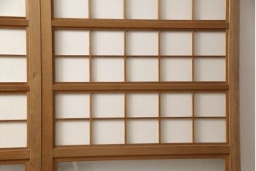 アンティーク建具　落ち着いた雰囲気が漂う裏障子付き格子戸4枚セット(ガラス帯戸、引き戸)(R-063378)