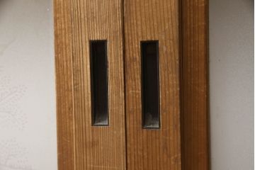 アンティーク建具　落ち着いた雰囲気が漂う裏障子付き格子戸4枚セット(ガラス帯戸、引き戸)(R-063378)