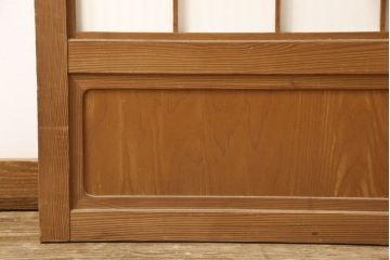 アンティーク建具　落ち着いた雰囲気が漂う裏障子付き格子戸4枚セット(ガラス帯戸、引き戸)(R-063378)