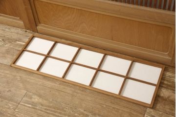 アンティーク建具　落ち着いた雰囲気が漂う裏障子付き格子戸4枚セット(ガラス帯戸、引き戸)(R-063378)