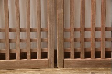 アンティーク建具　和モダンな空間づくりにおすすめの荒格子戸2枚セット(引き戸、格子戸、建具)(R-063379)