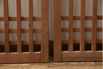 アンティーク建具　和モダンな空間づくりにおすすめの荒格子戸2枚セット(引き戸、格子戸、建具)(R-063379)