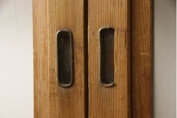 アンティーク建具　昭和中期　レーザー組子入れます!　ガラス帯戸2枚セット(引き戸、ガラス戸、組子建具、レーザー組子板戸)(R-063381)
