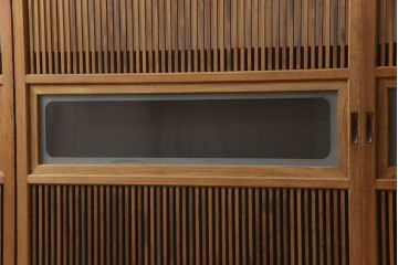 アンティーク建具　落ち着いた和の雰囲気を演出する格子戸4枚セット(引き戸、ガラス帯戸)(R-063382)