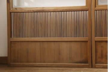 アンティーク建具　落ち着いた和の雰囲気を演出する格子戸4枚セット(引き戸、ガラス帯戸)(R-063382)