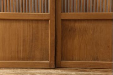 アンティーク建具　落ち着いた和の雰囲気を演出する格子戸4枚セット(引き戸、ガラス帯戸)(R-063382)