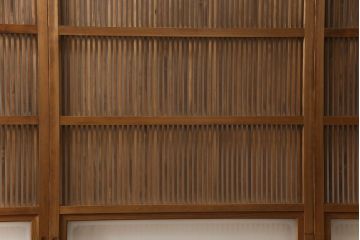 アンティーク建具　落ち着いた和の雰囲気を演出する格子戸4枚セット(引き戸、ガラス帯戸)(R-063382)