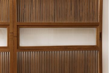 アンティーク建具　落ち着いた和の雰囲気を演出する格子戸4枚セット(引き戸、ガラス帯戸)(R-063382)