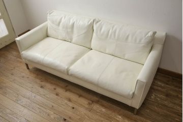 中古　アイラーセン(eilersen)　ストリームラインソファ(STREAMLINE SOFA)　本革(牛革)製　スタイリッシュなお部屋づくりにおすすめの2人掛けソファ(2P、二人掛けソファ、レザー)(R-063383)