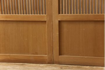 ビンテージ建具　落ち着いた和の雰囲気を演出する格子戸4枚セット(引き戸、ガラス帯戸、ヴィンテージ、建具)(R-063384)