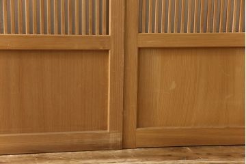 ビンテージ建具　落ち着いた和の雰囲気を演出する格子戸4枚セット(引き戸、ガラス帯戸、ヴィンテージ、建具)(R-063384)