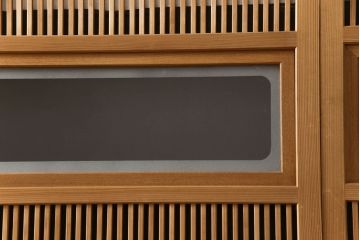 ビンテージ建具　落ち着いた和の雰囲気を演出する格子戸4枚セット(引き戸、ガラス帯戸、ヴィンテージ、建具)(R-063384)
