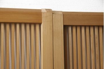 ビンテージ建具　落ち着いた和の雰囲気を演出する格子戸4枚セット(引き戸、ガラス帯戸、ヴィンテージ、建具)(R-063384)