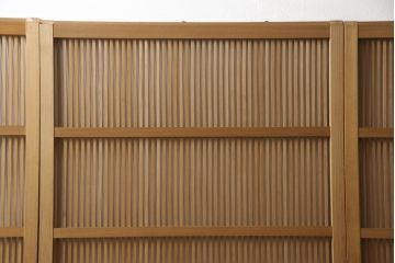 ビンテージ建具　落ち着いた和の雰囲気を演出する格子戸4枚セット(引き戸、ガラス帯戸、ヴィンテージ、建具)(R-063384)
