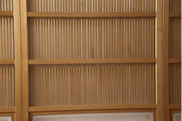 ビンテージ建具　落ち着いた和の雰囲気を演出する格子戸4枚セット(引き戸、ガラス帯戸、ヴィンテージ、建具)(R-063384)