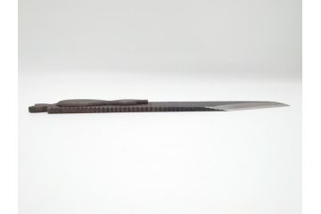 藤原良明(加藤真平)作　切り出し　武蔵國水心子　昭和戊辰年八月日　全長300mm　小刀(共箱付き、木目切り出し、短刀、ナイフ、刃物)(R-063389)