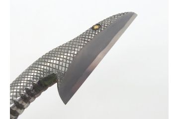 藤原良明(加藤真平)作　切り出し　蛇　武蔵國水心子　昭和辛酉年二月日　小刀(金象嵌、ヘビ、短刀、ナイフ、刃物、共箱付き)(R-063392)