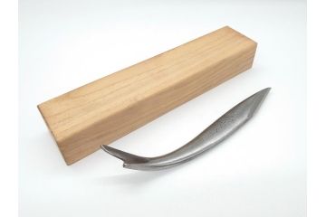 藤原良明(加藤真平)作　切り出し　鮎　昭和庚申年十月日　全長240mm　小刀(共箱付き、短刀、ナイフ、刃物)(R-063394)