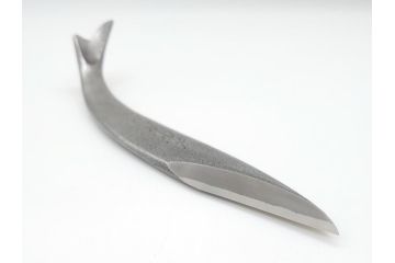 藤原良明(加藤真平)作　切り出し　鮎　昭和庚申年十月日　全長240mm　小刀(共箱付き、短刀、ナイフ、刃物)(R-063394)