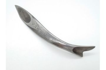 藤原良明(加藤真平)作　切り出し　鮎　昭和庚申年十月日　全長240mm　小刀(共箱付き、短刀、ナイフ、刃物)(R-063394)