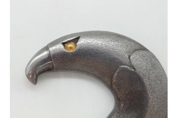 藤原良明(加藤真平)作　切り出し　鶴　鷲　武蔵國水心子　昭和壬戌年八月日　昭和辛酉年十月日　全長255mm　全長300mm　小刀2本セット(共箱付き、金象嵌、短刀、ナイフ、刃物)(R-063402)