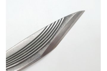 藤原良明(加藤真平)作　切り出し　鶴　鷲　武蔵國水心子　昭和壬戌年八月日　昭和辛酉年十月日　全長255mm　全長300mm　小刀2本セット(共箱付き、金象嵌、短刀、ナイフ、刃物)(R-063402)
