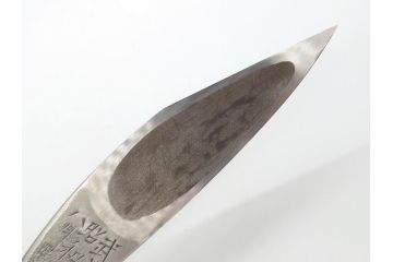 藤原良明(加藤真平)作　切り出し　鶴　鷲　武蔵國水心子　昭和壬戌年八月日　昭和辛酉年十月日　全長255mm　全長300mm　小刀2本セット(共箱付き、金象嵌、短刀、ナイフ、刃物)(R-063402)