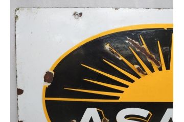 昭和レトロ　大型　ホーロー ASAHI GOLDEN-BEAM アサヒ号オートバイ　両面　看板(琺瑯、広告、ディスプレイ)(R-063404)