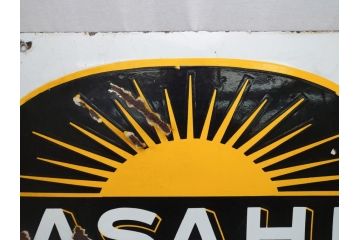 昭和レトロ　大型　ホーロー ASAHI GOLDEN-BEAM アサヒ号オートバイ　両面　看板(琺瑯、広告、ディスプレイ)(R-063404)