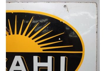 昭和レトロ　大型　ホーロー ASAHI GOLDEN-BEAM アサヒ号オートバイ　両面　看板(琺瑯、広告、ディスプレイ)(R-063404)