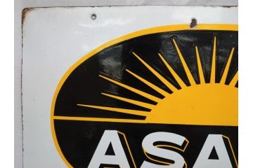 昭和レトロ　大型　ホーロー ASAHI GOLDEN-BEAM アサヒ号オートバイ　両面　看板(琺瑯、広告、ディスプレイ)(R-063404)