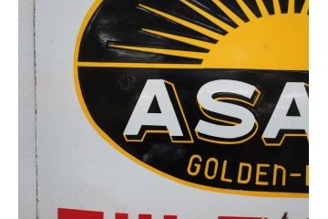 昭和レトロ　大型　ホーロー ASAHI GOLDEN-BEAM アサヒ号オートバイ　両面　看板(琺瑯、広告、ディスプレイ)(R-063404)