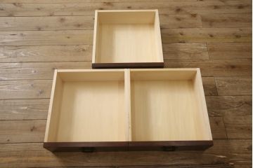 中古　希少な絶版品!　北海道勇峰工芸　和の趣あふれる二段重ね水屋箪笥(食器棚、キャビネット、戸棚、収納棚)(R-063406)