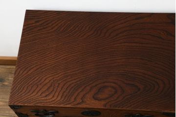 和製ビンテージ　岩谷堂箪笥　希少デザイン!!　力強い木目が目を惹く変わり型小箪笥(収納箪笥、整理箪笥、サイドチェスト、サイドボード、引き出し、ヴィンテージ)(R-063408)
