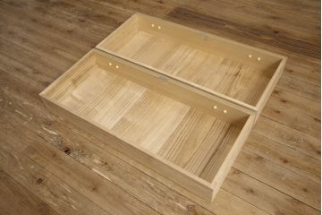 中古　美品　最高級　伝統工芸品　伝統工芸士　加藤隆康作　衣装盆も凝ったデザインの春日部桐箪笥(胴丸、四方丸、桐たんす、着物箪笥、衣装タンス、和箪笥、引き出し)(R-063409)