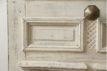 アンティーク建具　フランスアンティーク　特大サイズ　おしゃれなアクセントになるロートアイアンフェンス付きドア1枚(扉、木製ドア、玄関ドア、建具)(R-063412)