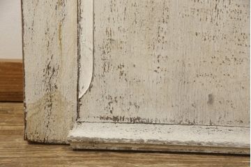 アンティーク建具　フランスアンティーク　特大サイズ　おしゃれなアクセントになるロートアイアンフェンス付きドア1枚(扉、木製ドア、玄関ドア、建具)(R-063412)