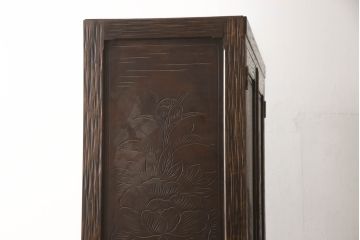 中古　軽井沢彫り　牡丹の彫刻が上品な雰囲気を醸し出す着物箪笥(和タンス、衣装箪笥、整理箪笥、引き出し、収納たんす)(R-063415)