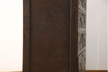 中古　軽井沢彫り　牡丹の彫刻が上品な雰囲気を醸し出す着物箪笥(和タンス、衣装箪笥、整理箪笥、引き出し、収納たんす)(R-063415)