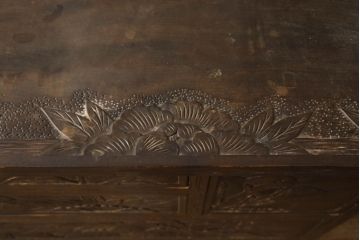 中古　軽井沢彫り　牡丹の彫刻に目を奪われるドレッサー(ドレッシングチェスト、鏡台、ミラー、引き出し、化粧台)(R-063416)